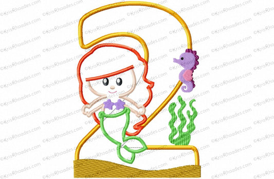 KRD Mermaid 2nd Birthday Number