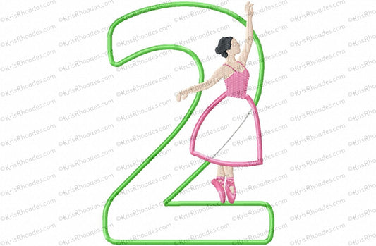 KRD Music Box Ballet Dancer 2nd Birthday Number
