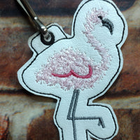 Flamingo  ith key charm fob faux chenille