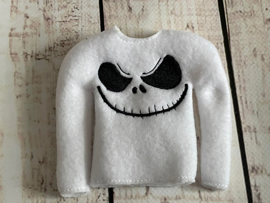 Halloween Skeleton Face Christmas Elf ITH Sweater