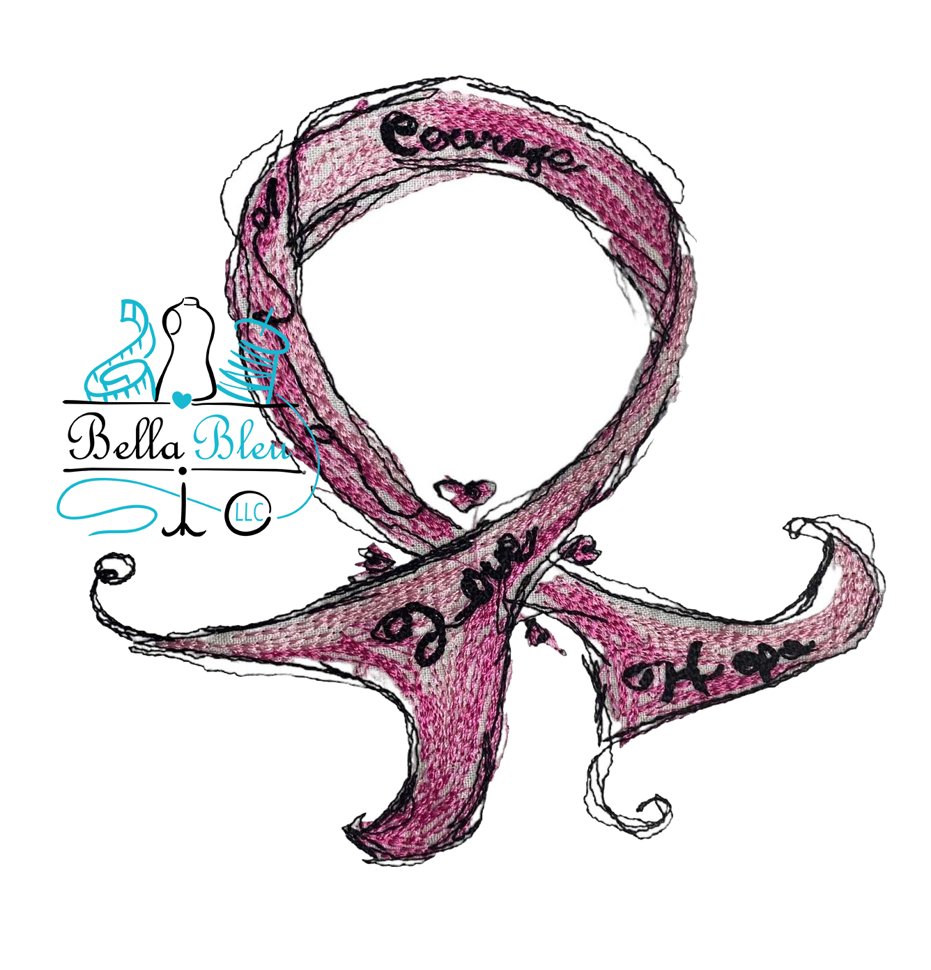 Awareness Ribbon Scribble design – Bella Bleu Embroidery