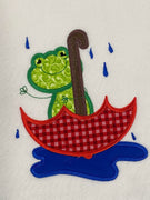 Rainy Day Frog in Umbrella Applique