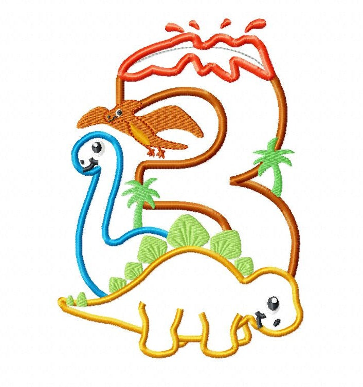 KRD Birthday Dinosaur Applique Set 1-7