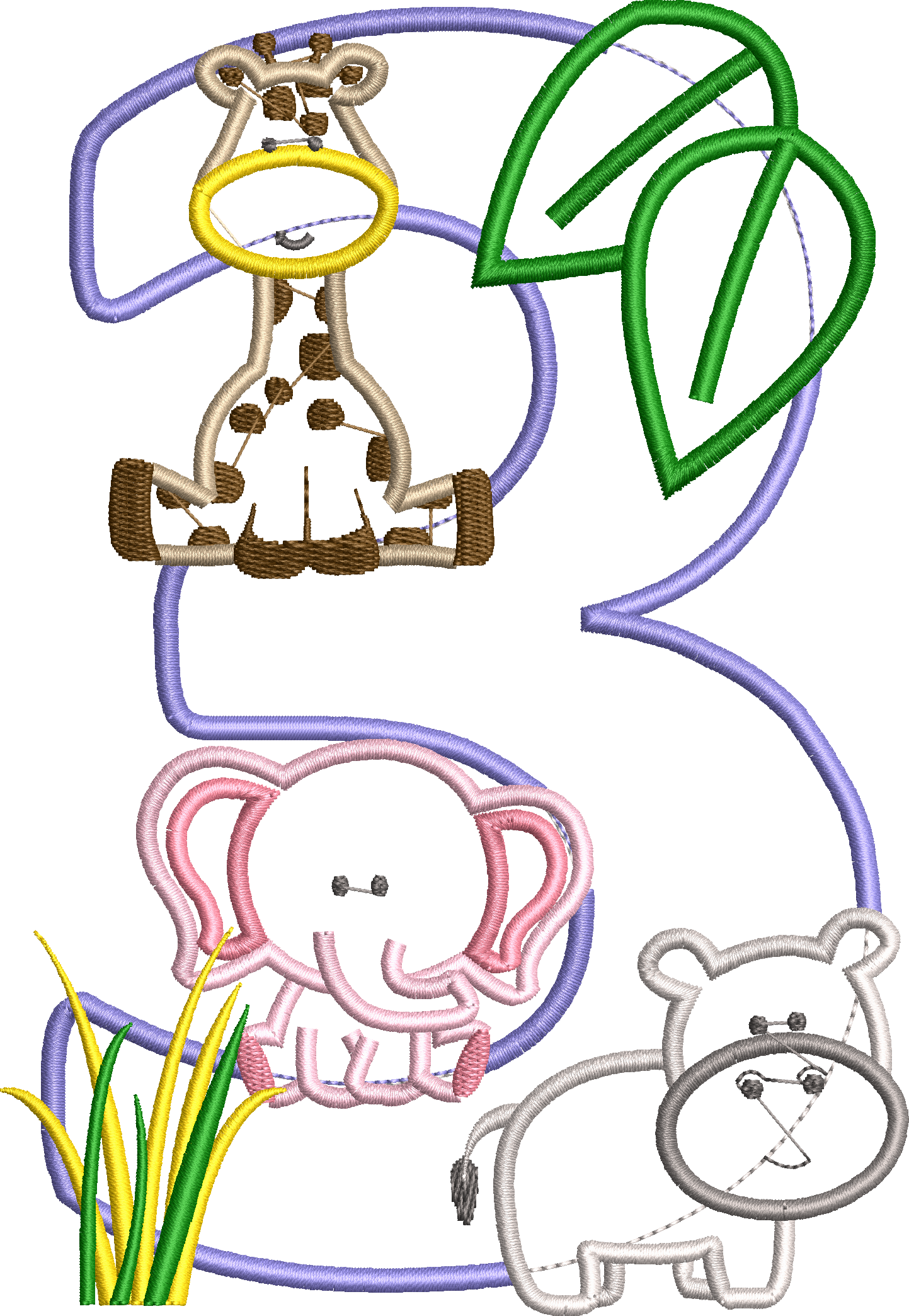 KRD Jungle Safari Zoo Birthday Applique Set