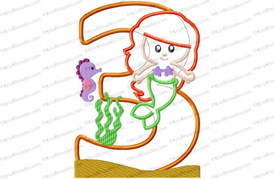 KRD Mermaid 3rd Birthday Number