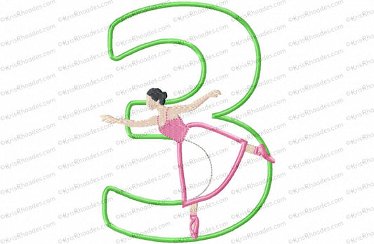KRD Music Box Ballet Dancer 3rd Birthday Number