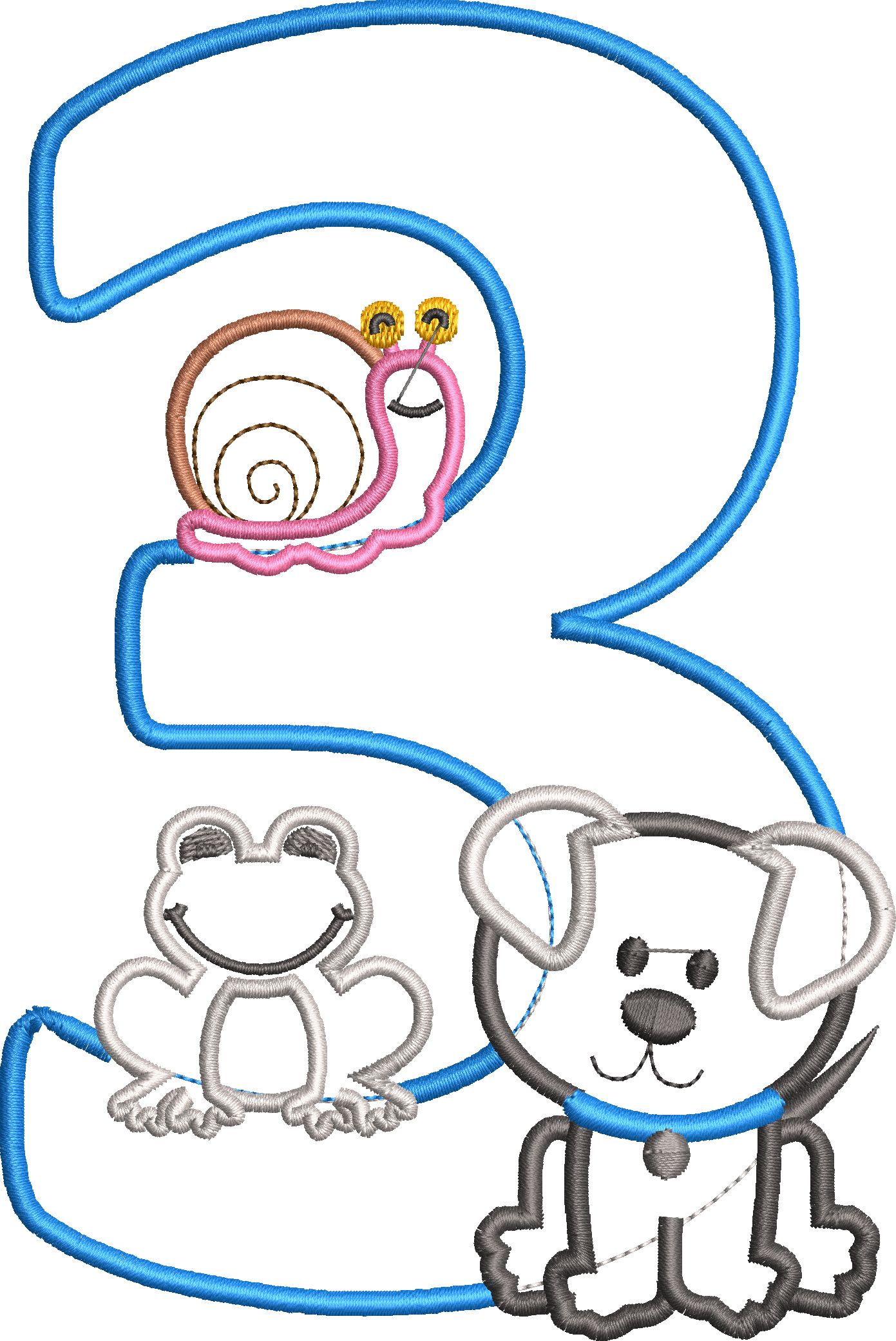 KRD Frog, Snails & Tails Birthday Applique Number 3