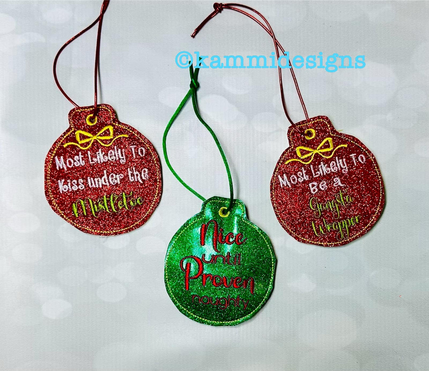 Christmas Ornament Funny Sayings ITH Set