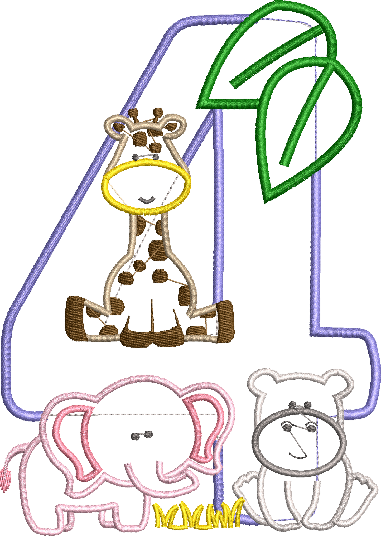 KRD Jungle Safari Zoo Birthday Applique Set