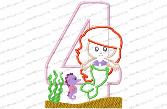 KRD Mermaid 4th Birthday Number