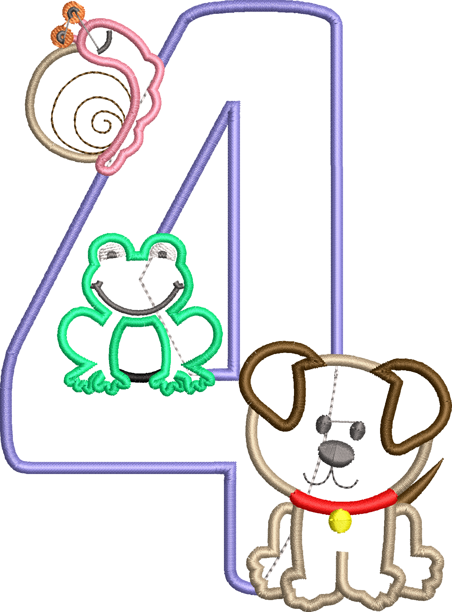 KRD Frog, Snails & Tails Birthday Applique Number 4