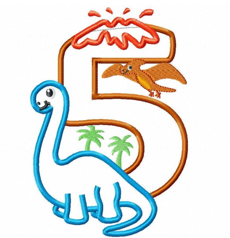 KRD Birthday Dinosaur Applique Set 1-7