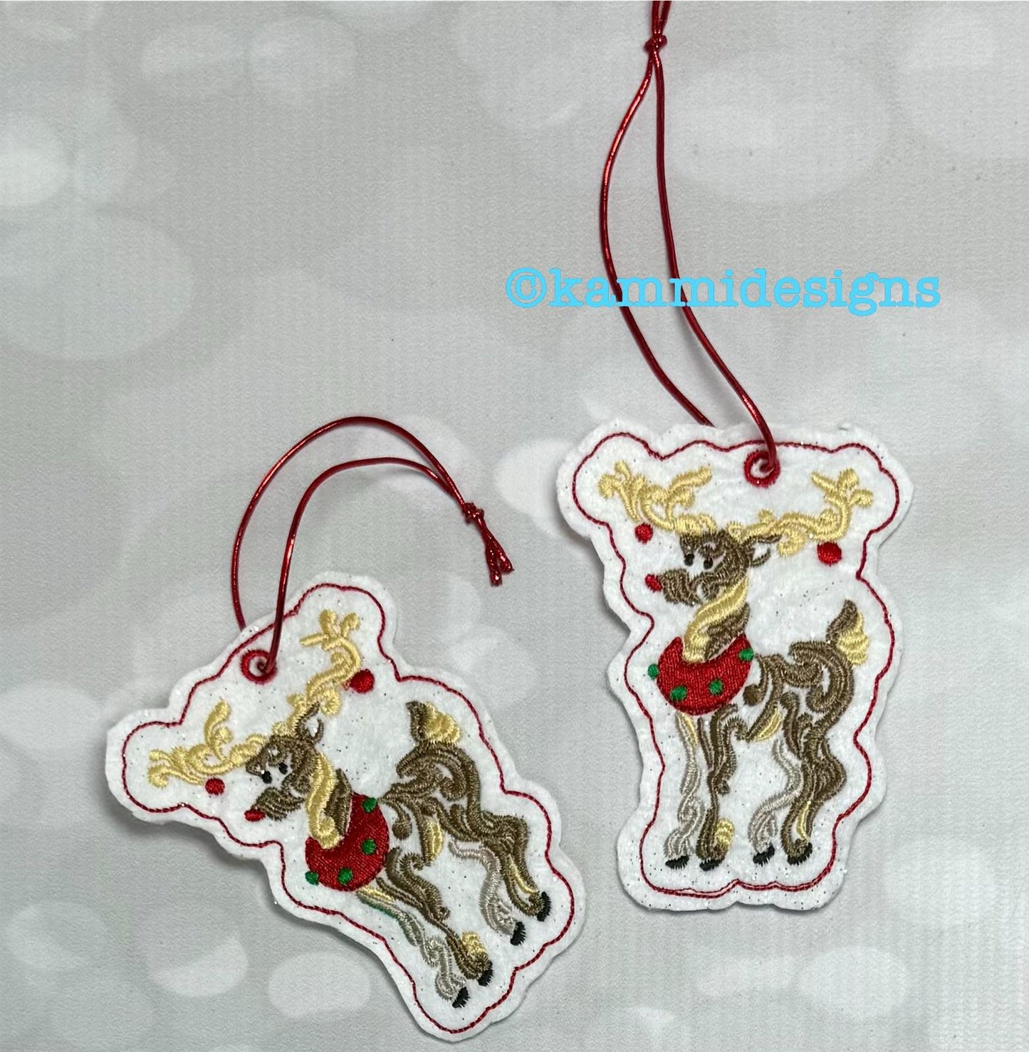 Swirl Reindeer ITH Ornament