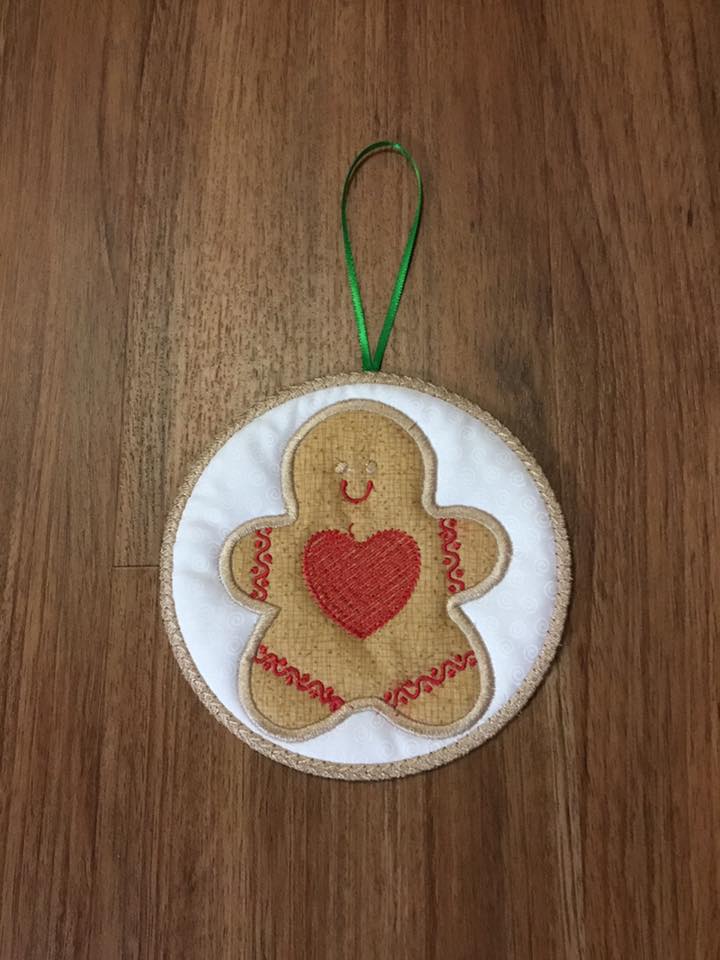 Gingerbread Man with heart Applique #3