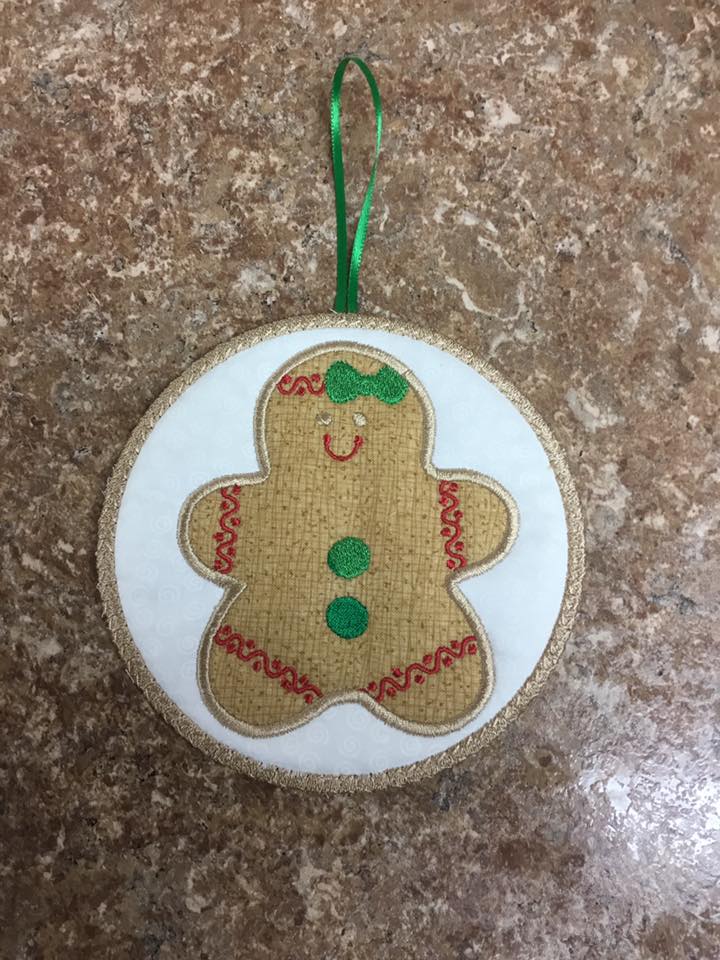 Gingerbread Girl with bow Applique #1