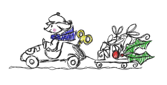 Christmas Mouse in car Scribble 2
