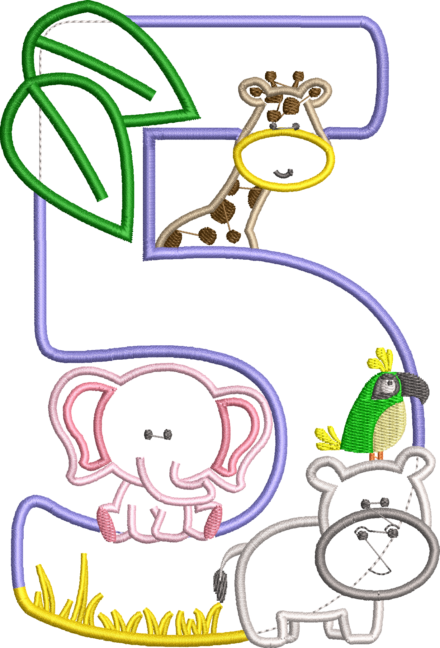 KRD Jungle Safari Zoo Birthday Applique Set