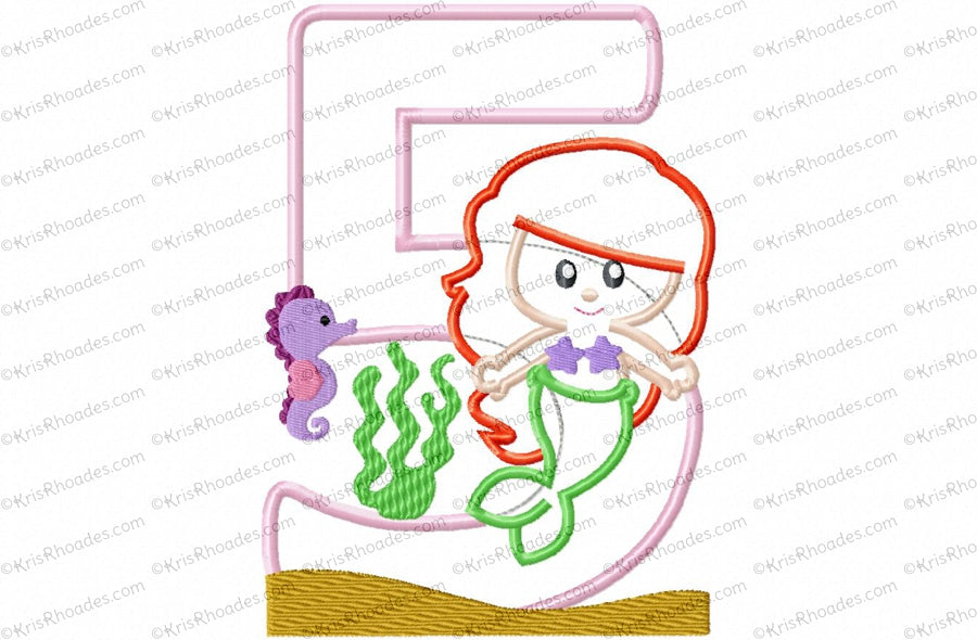 KRD Mermaid 5th Birthday Number