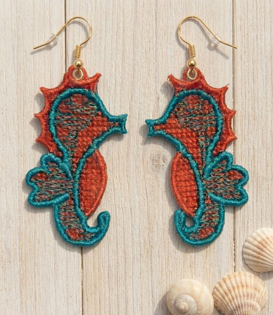 Seahorse ITH  FSL Earrings