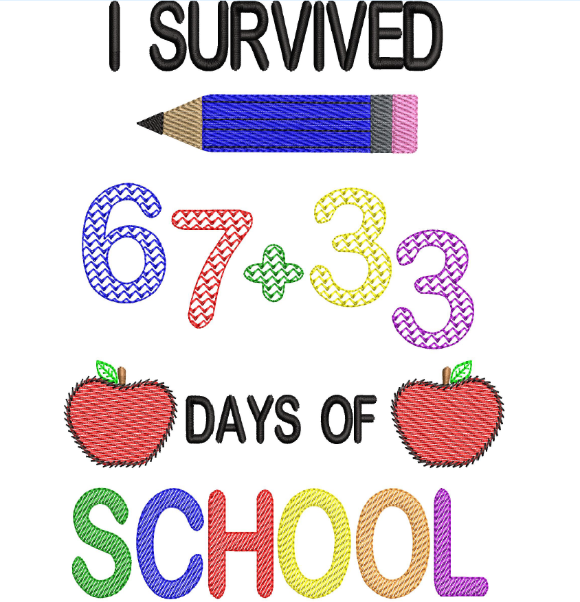 67 100 Days of School Sketchy Embroidery design