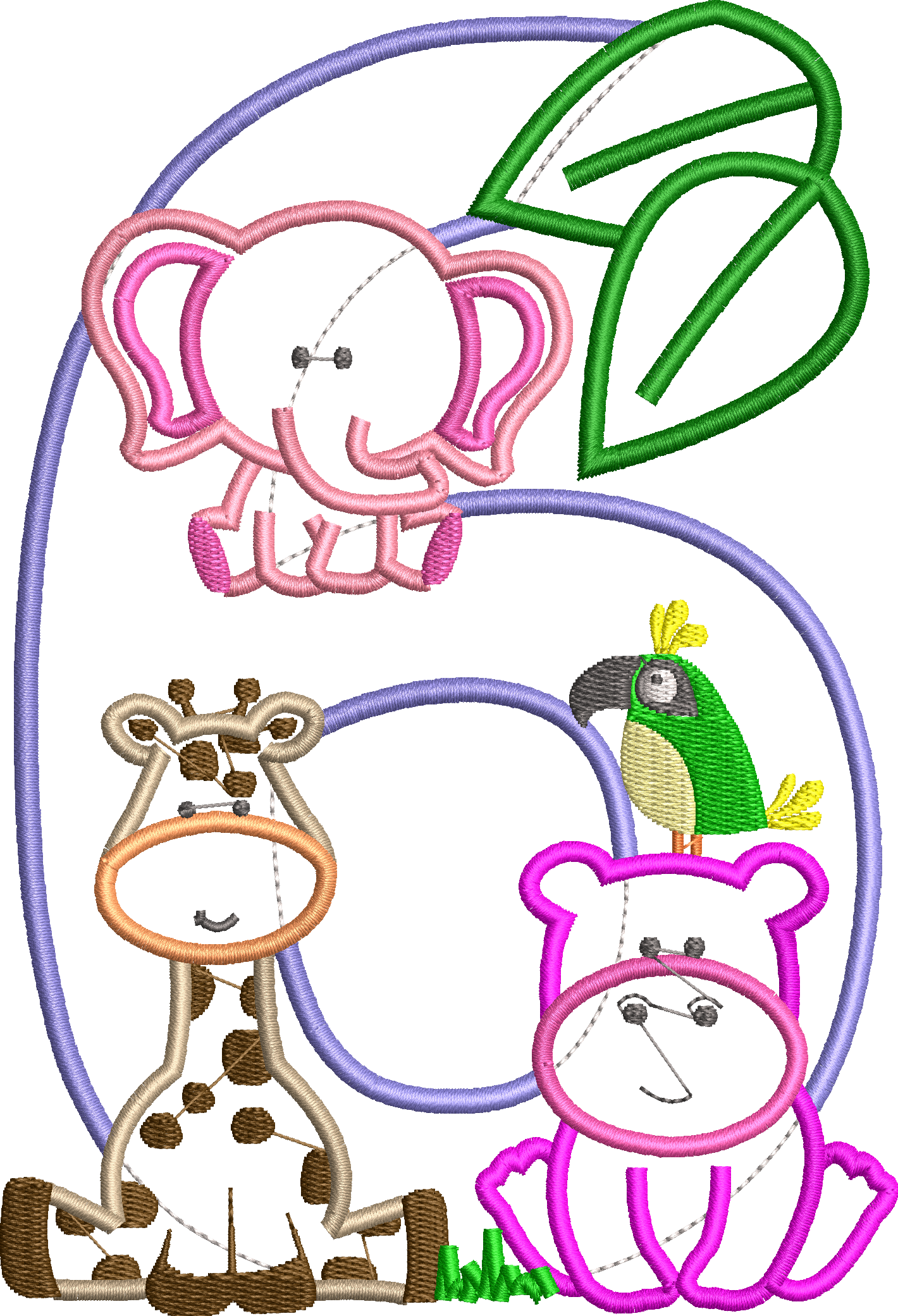 KRD Jungle Safari Zoo Birthday Applique Set