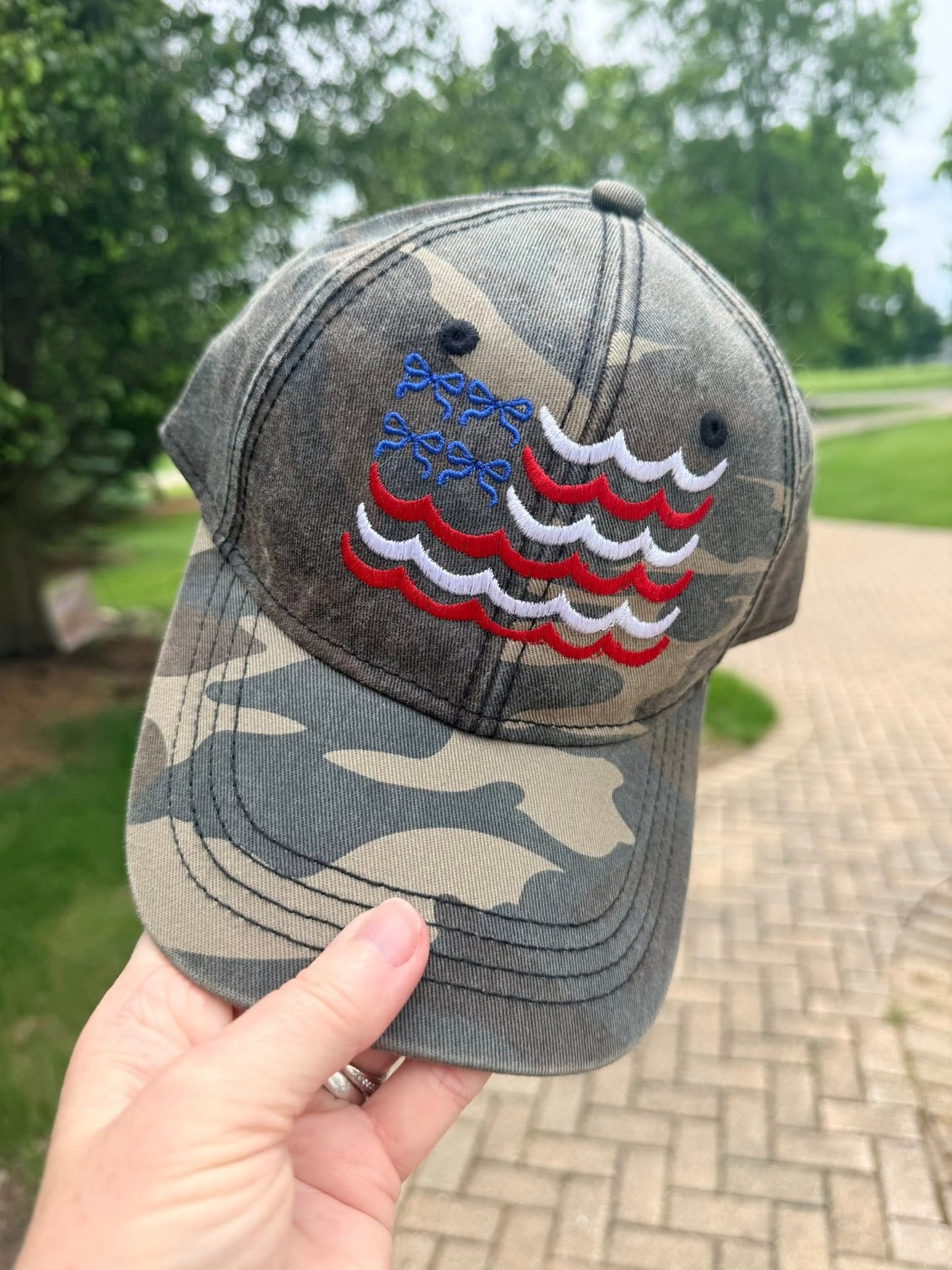 Bow American Swag Flag Hat design