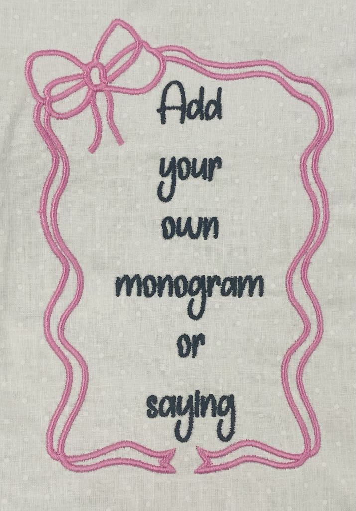 Bow Frame Monogram 4 Satin Stitch