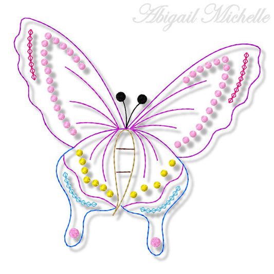 Butterfly 3 Stitchery Bean Stitch