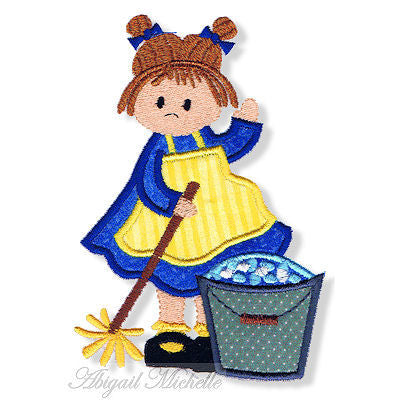 Cleaning Girl Applique - 2 Sizes!