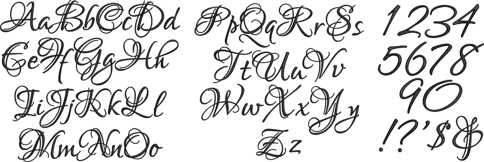 Betty Alphabet Font 5 sizes – Bella Bleu Embroidery