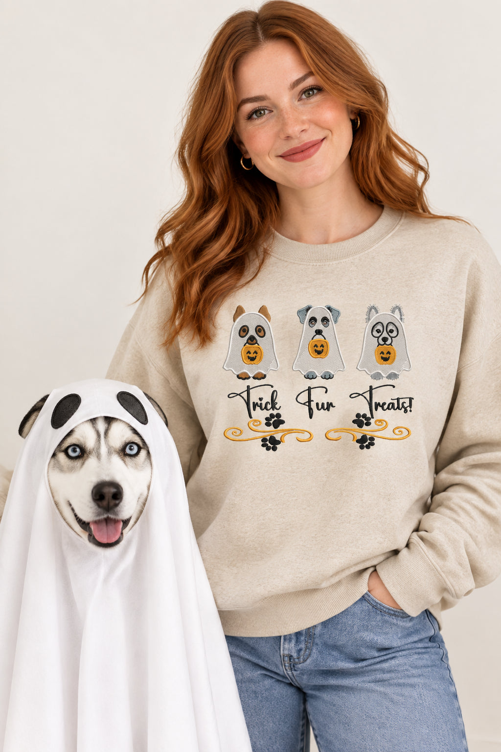 Trick Fur Treats Halloween Ghost Dog Trio