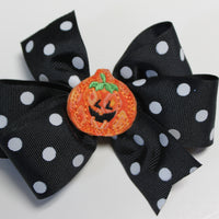 Jack-o-lantern Hair Clippie and Bow Center, In The Hoop