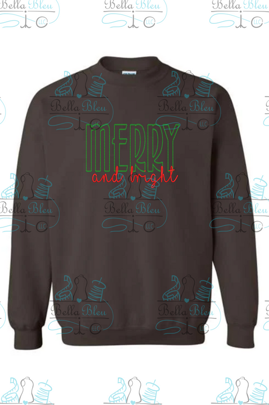 Merry and  Bright Christmas Applique saying