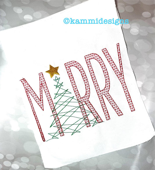 Merry with Christmas Tree Motif