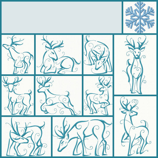 KRD Christmas Reindeer Outline Set