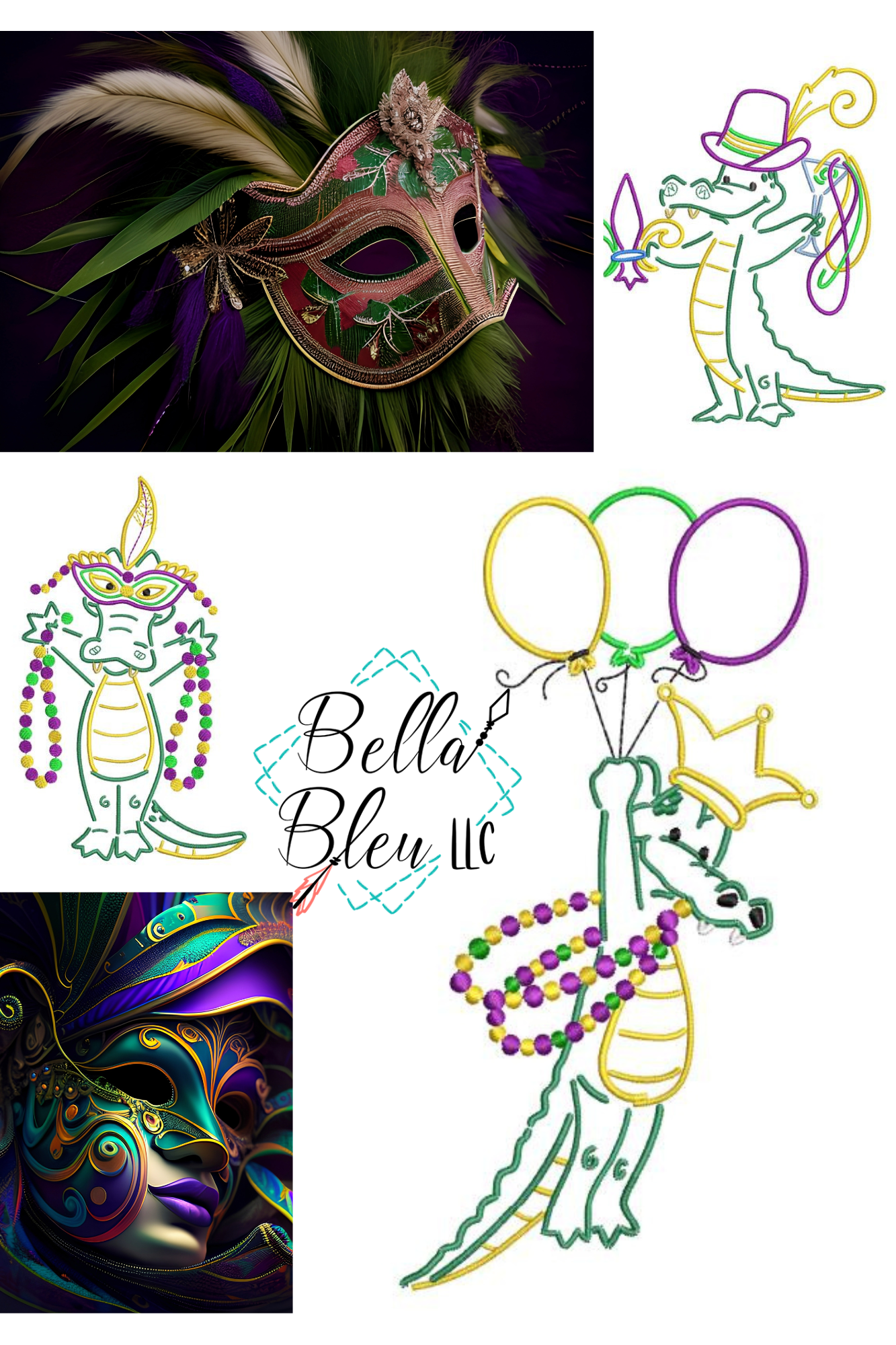 Mardi Gras Alligator Bundle Set