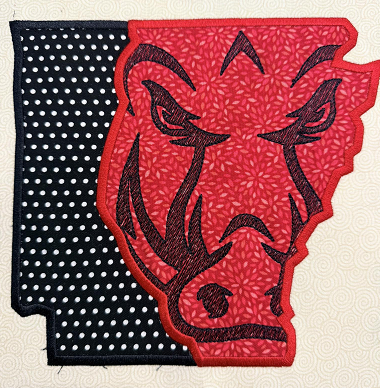 Arkansas Mascot Applique 6 sizes