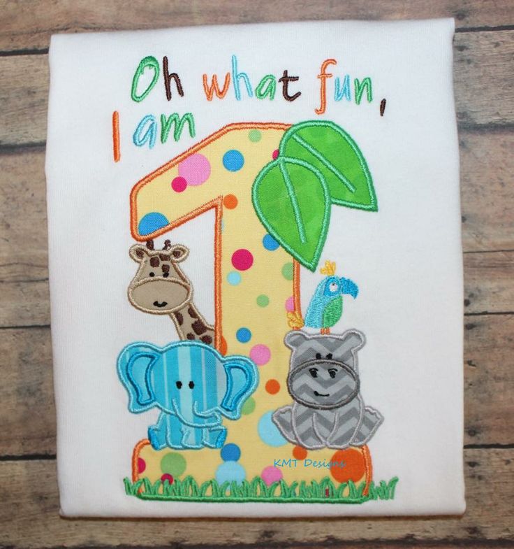 KRD Jungle Safari Zoo Birthday Applique Number 1