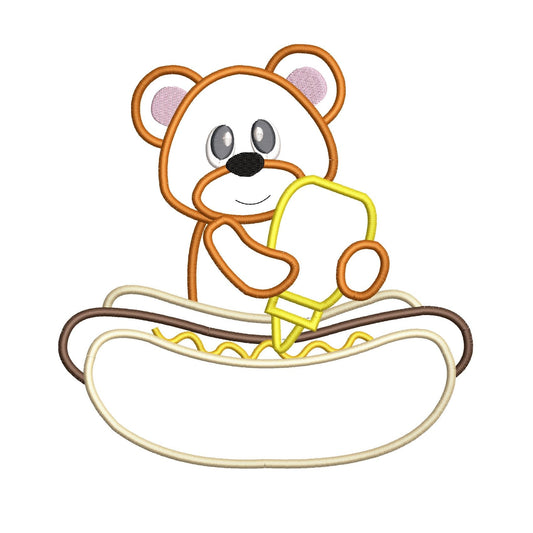 KRD Bear With Hot Dog Applique