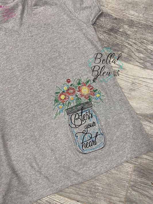 Bless your Heart Mason Jar with Flowers