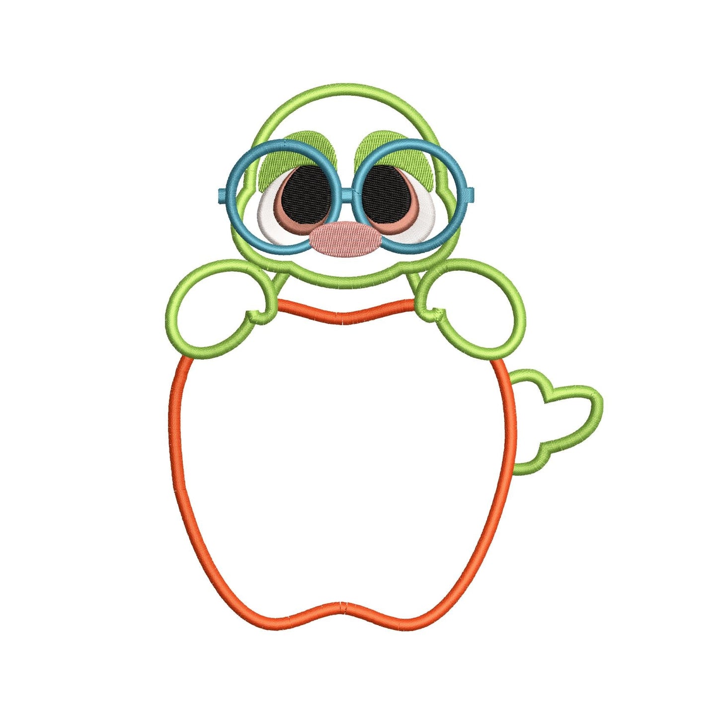 KRD Bookworm On Apple Applique