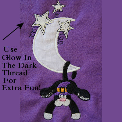 Halloween Dangle Cat Applique - 5x7