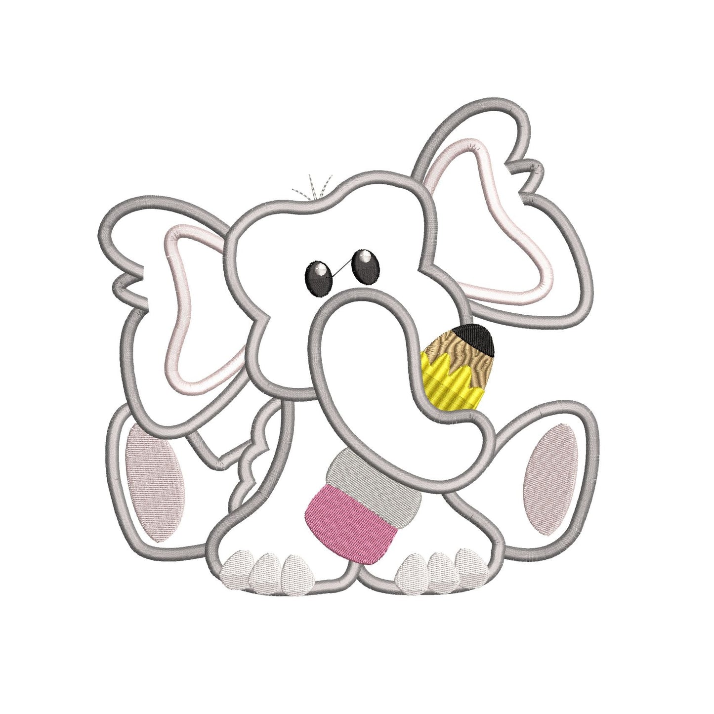 KRD Elephant With Pencil Applique