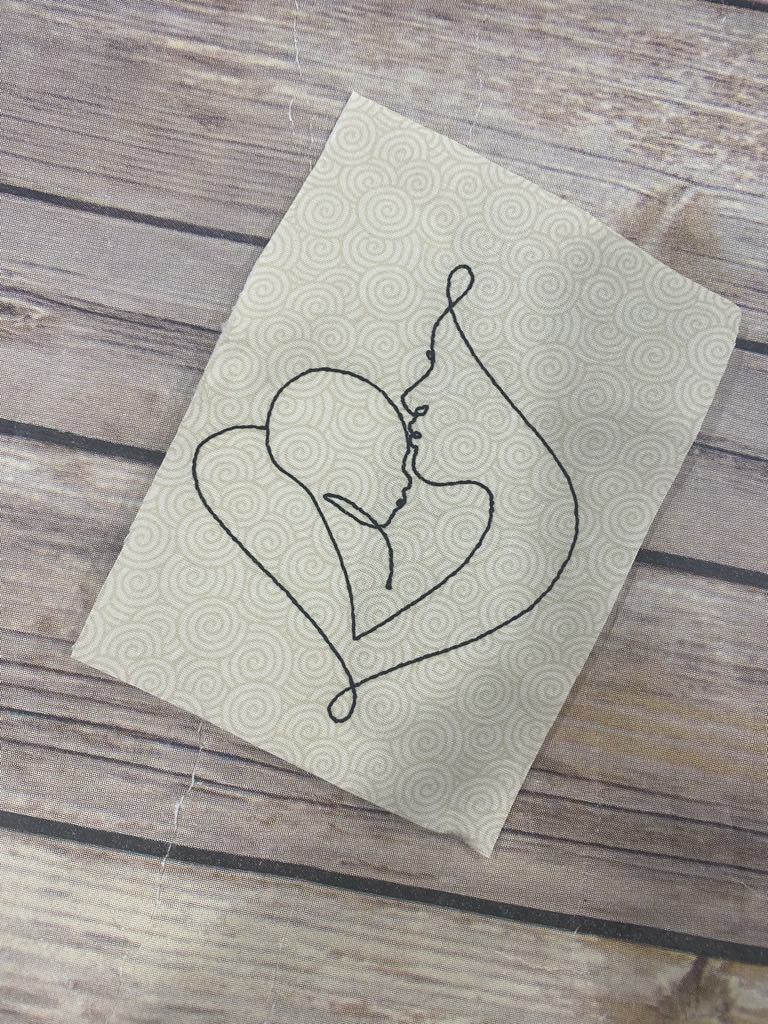 Mom and Baby Line Art Embroidery design