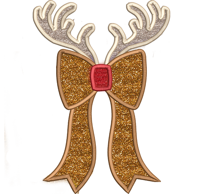 Reindeer Bow Side Design Applique