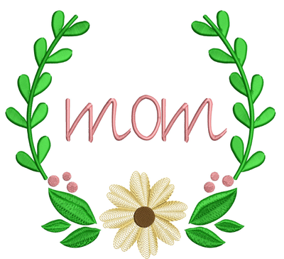 Mom Floral Wreath Embroidery design