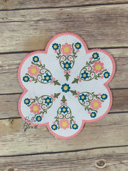 Floral Candle Mat or Mug Rug ITH