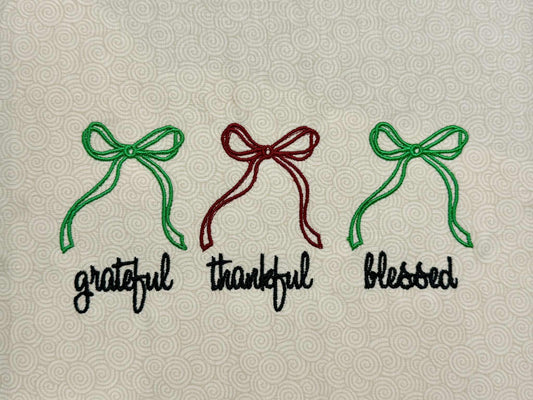 Grateful Thankful Blessed Bow Design