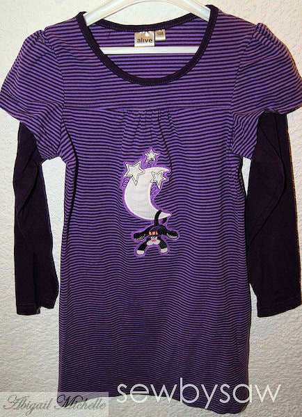 Halloween Dangle Cat Applique - 5x7