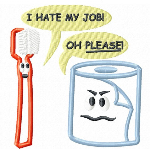 KRD Hate my job applique Embroidery Design